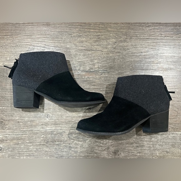 FINAL PRICE NEW Toms Leila Black Wool Felt Womens - Picture 2 of 7